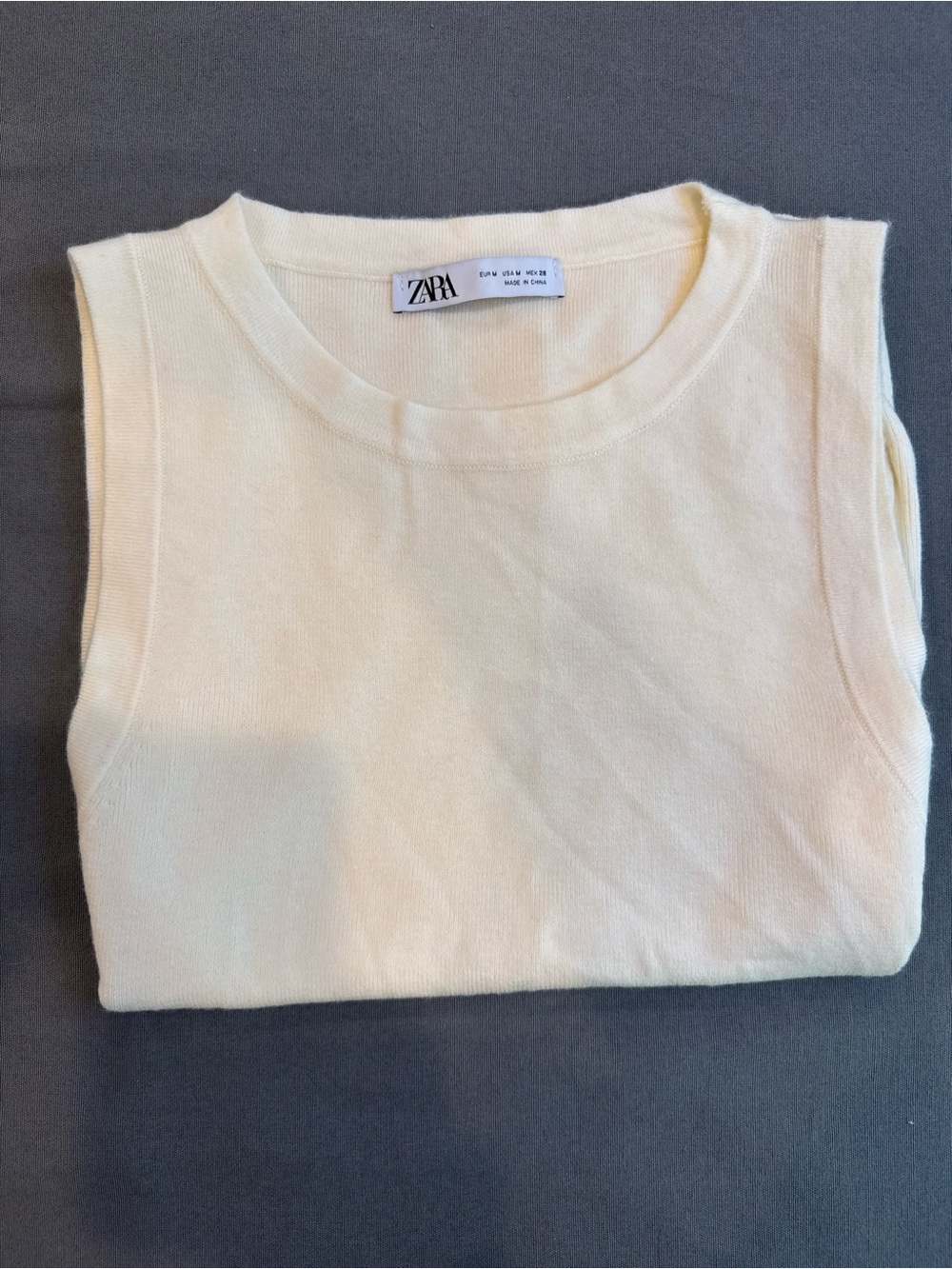 Zara Women's Winter White Sweater Tank | Sleeveless Knit Top | Size Medium